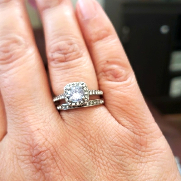 Cubic Zirconia Silver Wedding Ring - Picture 5 of 5